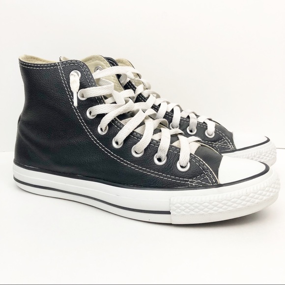 Converse All Star High Leather Black Size 9 - Picture 2 of 8